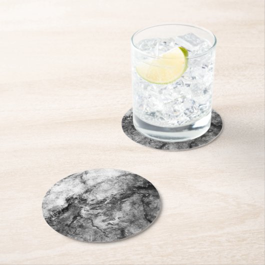 Rauch gestreute Schwarz-weiße Marmorplatte Runder Pappuntersetzer (Vor Ort)