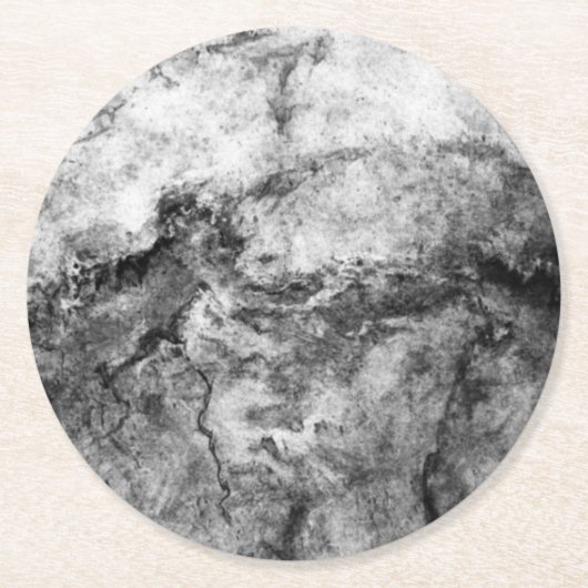 Rauch gestreute Schwarz-weiße Marmorplatte Runder Pappuntersetzer (Vorderseite)