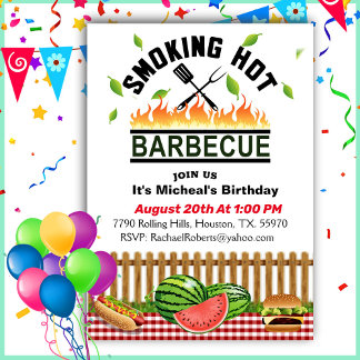 Rauch Hot Backyard Barbecue Geburtstag Einladung