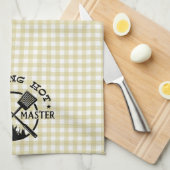 Rauch Hot Grillmaster Tan Gingham Karo Geschirrtuch (Viertel Falte)