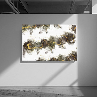Rauch in Schwarz-Grau mit Gold-Farbtupfern Leinwanddruck