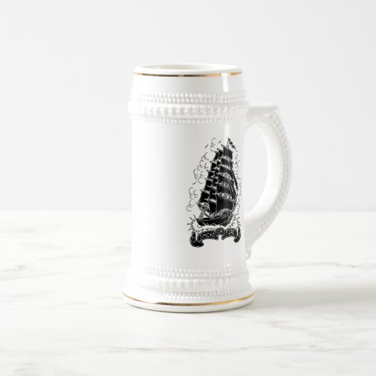 Rauch- oder Feuerschiffsbier Stein Bierglas (VorderseiteRechts)