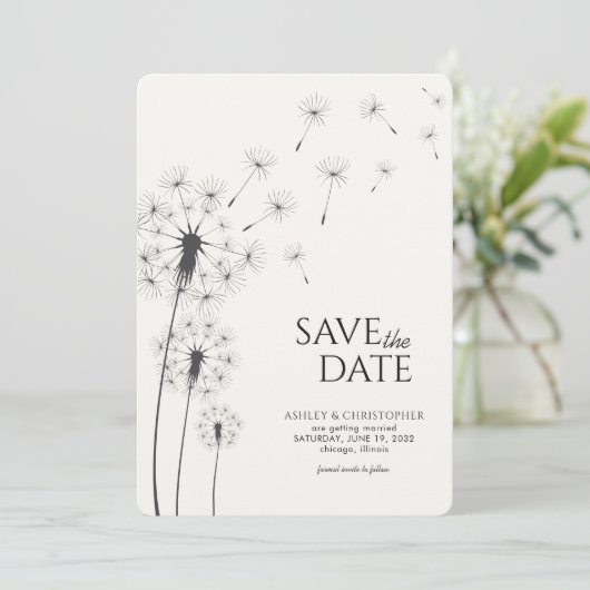 Rauch schwarzer Löwenzahn Hochzeit Speichern Sie d (Stehend Vorderseite)