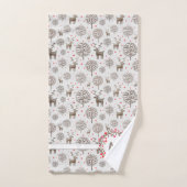 Rauch-Weißes Rentier-Muster Wasserfarbenmonogramm Badhandtuch Set (Handtuch)