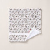 Rauch-Weißes Rentier-Muster Wasserfarbenmonogramm Badhandtuch Set (Waschlappen)