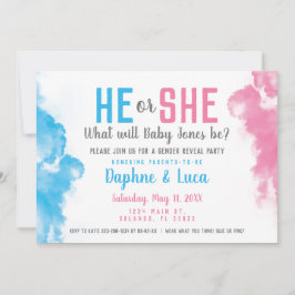 Rauchbombe Blau und rosa Party für das Baby Geschl Einladung