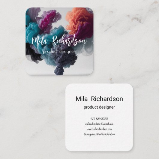 Raucheffekt - moderne QuadKarte Quadratische Visitenkarte (Vorne/Hinten)