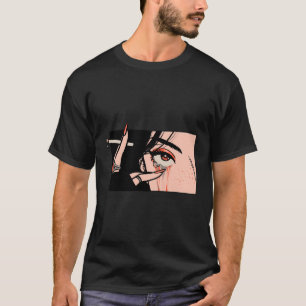 Rauchen Anime Girl Eyes Kawaii Japan Kunstästhetik T-Shirt
