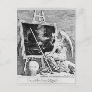 Rauchen auf einem Foto, 1761 Postkarte