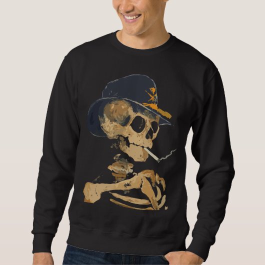 Rauchen Cowboy Skeleton Sweatshirt (Vorderseite)