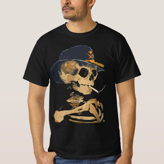 Rauchen Cowboy Skeleton T-Shirt (Vorderseite)