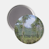 Rauchen des Ätna durch die Bäume Magnet (Vorderseite/Rückseite)