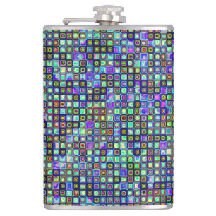 Rauchen Grün Funky Retro Mosaikfliesen Muster Flachmann