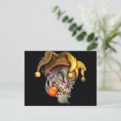Rauchen Jester Skull Postkarte (Stehend Vorderseite)