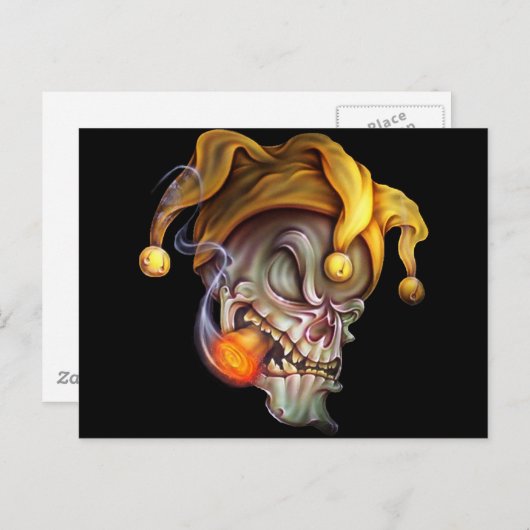 Rauchen Jester Skull Postkarte (Vorne/Hinten)