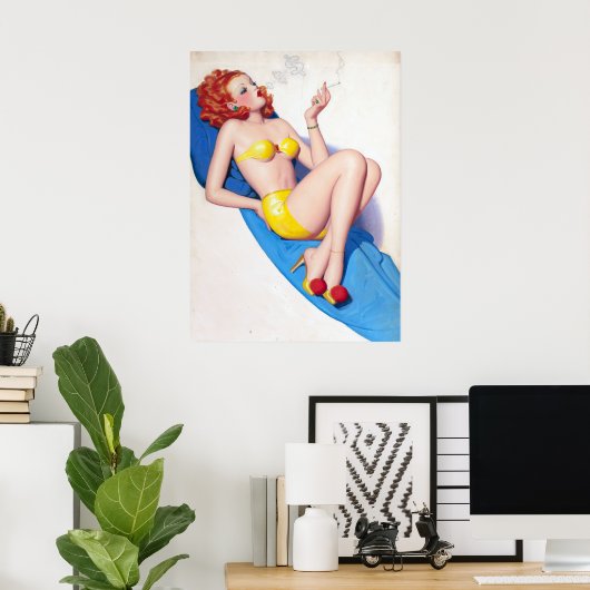 Rauchen - Redhead-Button nach oben Poster (Heimbüro)