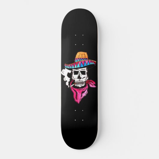 Rauchen Skeleton Cowboy Skateboard (Vorderseite)