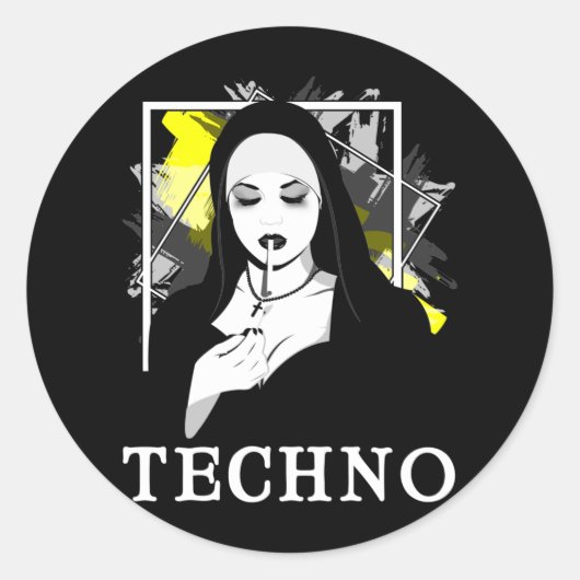 Rauchen Techno Nun Religion Elektronische Bassmusi Runder Aufkleber (Vorderseite)