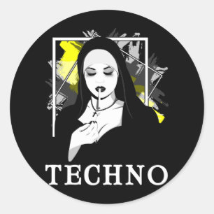 Rauchen Techno Nun Religion Elektronische Bassmusi Runder Aufkleber