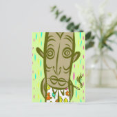 Rauchen Tiki Postkarte (Stehend Vorderseite)