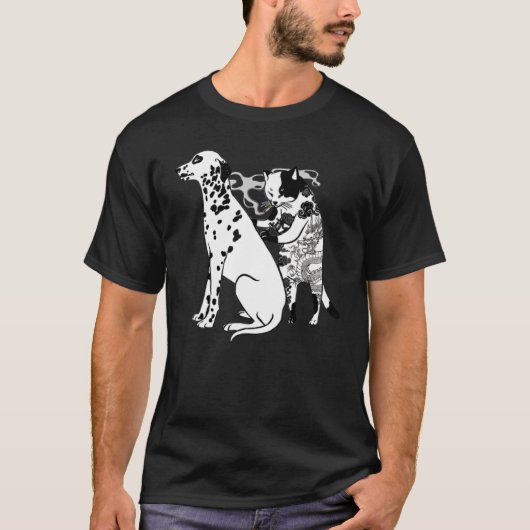 Rauchen und Dalmatiner Hunde Tattoo T-Shirt (Vorderseite)