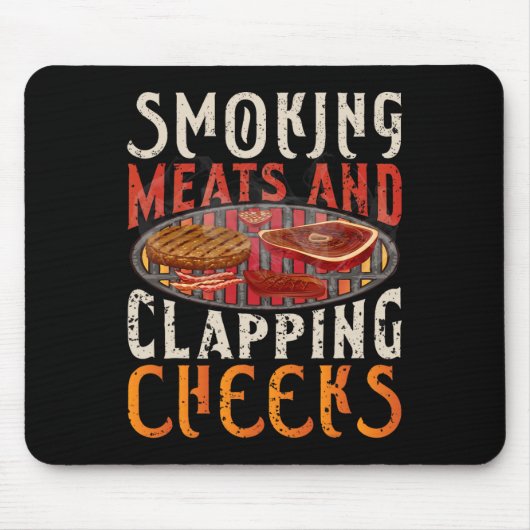 Rauchen und Wangenklatschen Witzige Grillen Fleisc Mousepad (Vorne)
