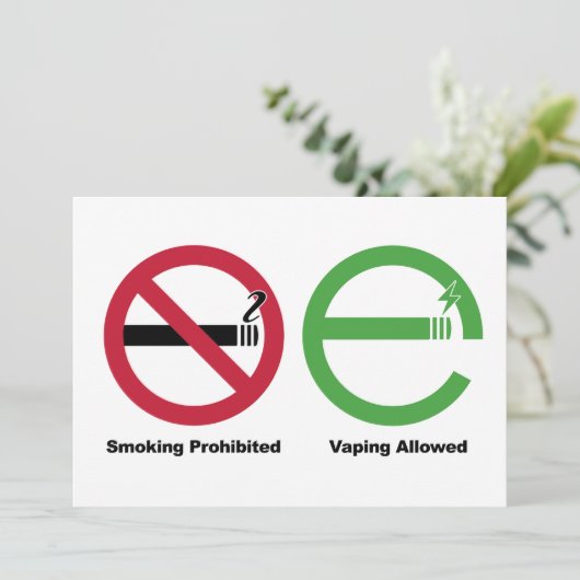 Rauchen verboten. Vaping erlaubt Einladung (Stehend Vorderseite)