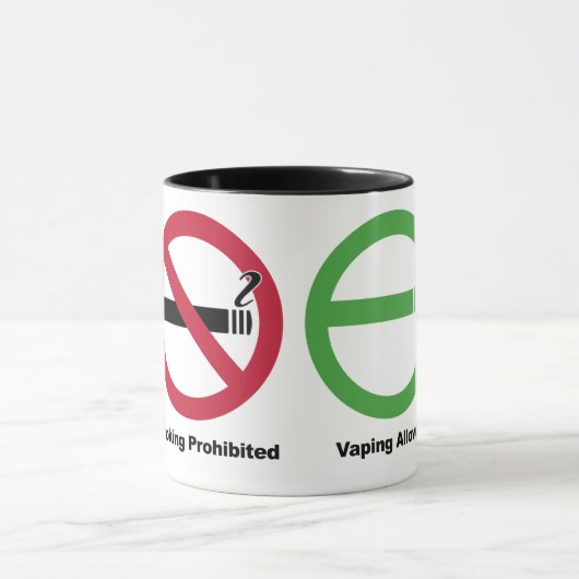Rauchen verboten. Vaping gewährte Tasse (Zentrum)