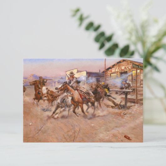 Rauchen von einem. 45 von Charles Marion Russell Dankeskarte (Stehend Vorderseite)