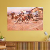 Rauchen von einer .45 von Charles Marion Russell ( Leinwanddruck (Insitu (Wohnzimmer))