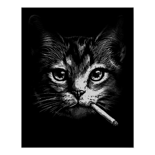 Rauchende Katze Poster (Vorderseite)
