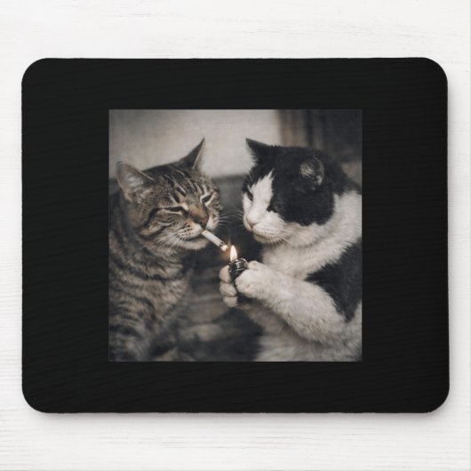 Rauchende Katze Zigarette Kätzchen Lustiges Meme D Mousepad (Vorne)