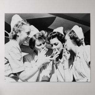 Rauchende Krankenschwestern Vintage-Fotografie 10x Poster