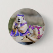 Rauchende Präriehund-Hippies Button (Vorderseite)