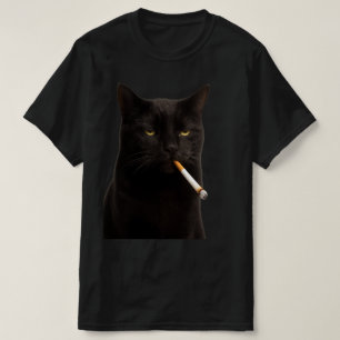 Rauchende schwarze Katze Vintage-ironisch mit Ziga T-Shirt
