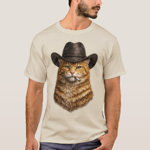 rauchende Zigarette Orange Cowboy Katze Western Ru T-Shirt