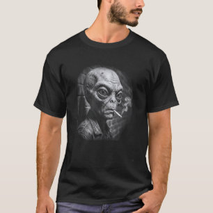 Rauchender Außerirdischer in Lederjacke Lustige Sc T-Shirt