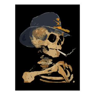 Rauchender Cowboy-Skelett Poster