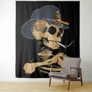 Rauchender Cowboy-Skelett Wandteppich