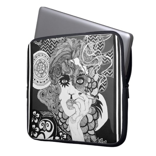 Rauchender Frauen-Neopren-Laptop Sleeve 15 Zoll (Vorderseite Links)