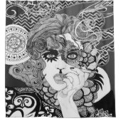 Rauchender FrauenDuschvorhang Duschvorhang (Vorderseite)