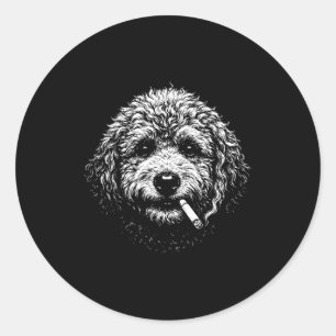 Rauchender Hund Zigarette Lustig Dummer Goldendood Runder Aufkleber