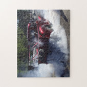 Rauchender roter Lieferwagen am Puzzle (Vertikal)