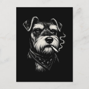Rauchender Schnauzer Lustiger Hunde Liebhaber Vint Postkarte