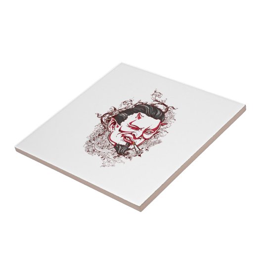 Rauchender Teufel Fliese (Seite)