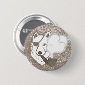 Rauchender Wolf Button (Vorne & Hinten)