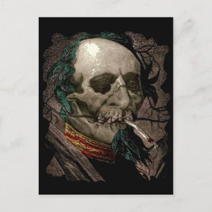 Rauchender Zombie-Mann Kiffer Bizarrer Vintage-Art Postkarte