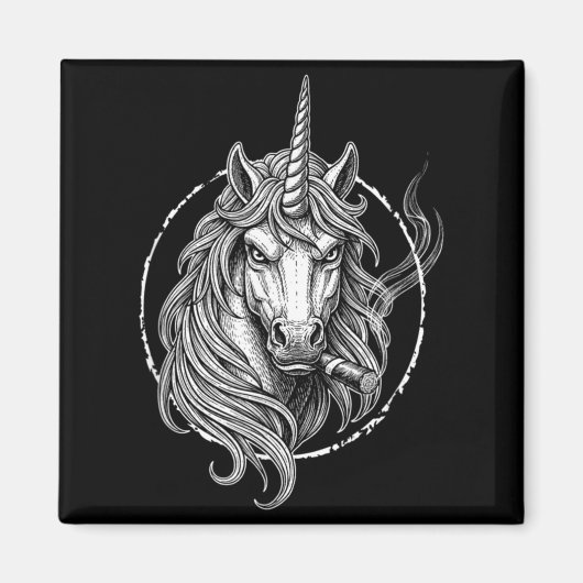 Rauchendes Einhorn Meme Vintage Zigarettendesign f Magnet (Vorne)
