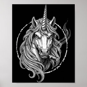 Rauchendes Einhorn Meme Vintage Zigarettendesign f Poster