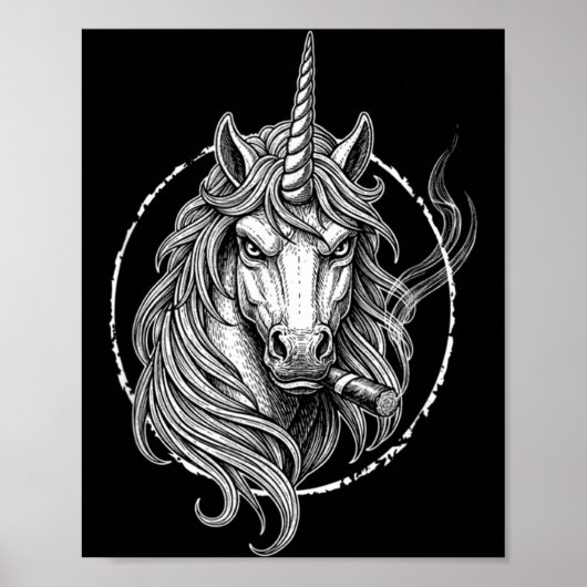 Rauchendes Einhorn Meme Vintage Zigarettendesign f Poster (Vorne)